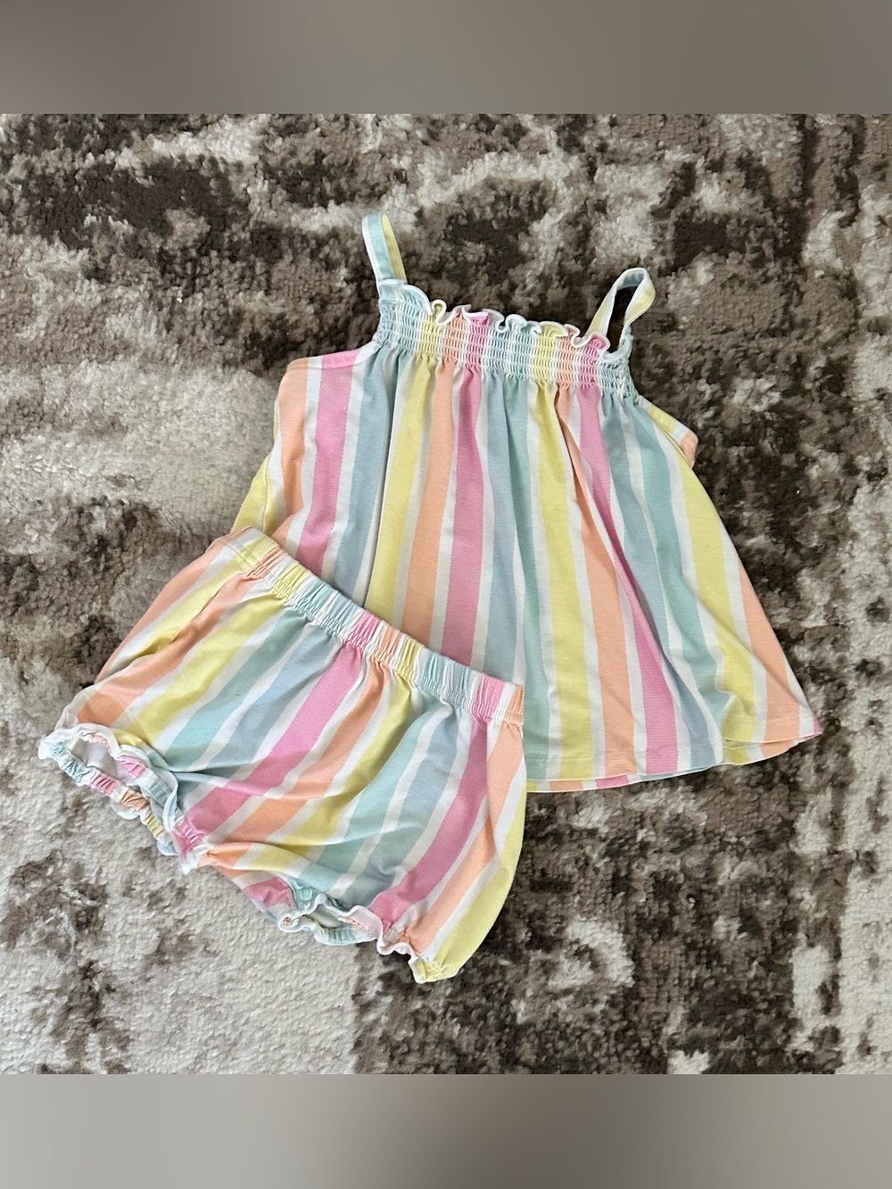 Little Sleepies Pastel Rainbow Tank & Shorts Set - Mint, Pink, Yellow